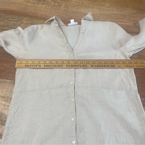 J. Jill Love Linen women’s size XS extra small Button Down Shirt oatmeal - Picture 6 of 9
